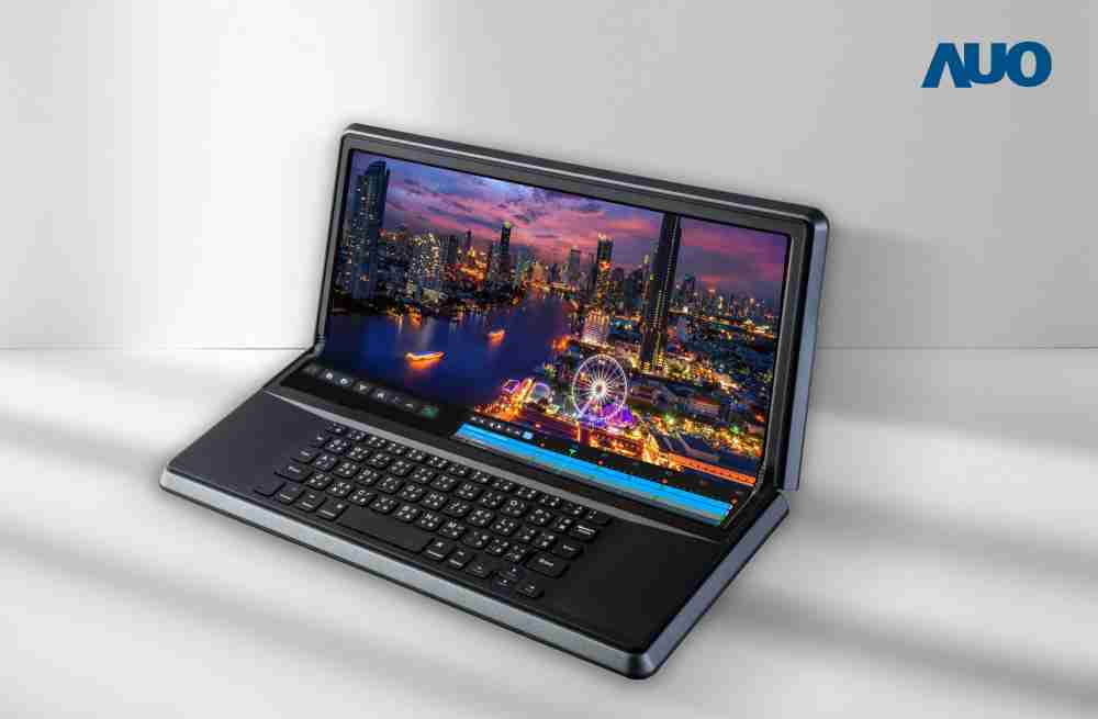 尊龙集团14.6吋Micro LED折迭显示屏幕，，，搭配半径4mm的弯折绞炼，，，，以及高画素、、、、高亮度、、高对比度的显示技术特点，，即便在大视角下仍保有绝佳色相与亮度